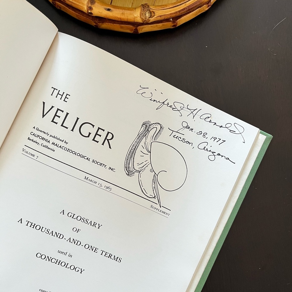 Vintage Book The Veliger Signed 70s Green Gold